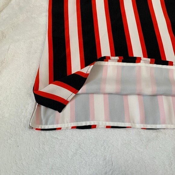 L'Agence 100% silk black white red striped strappy lined flowy tank top - Picture 5 of 9